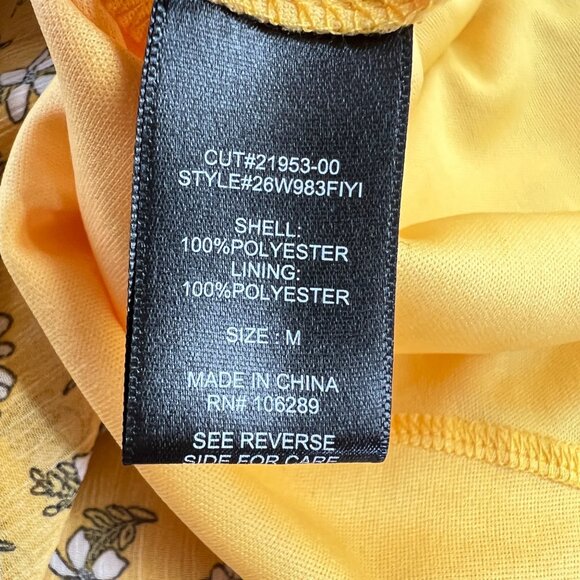 Trixxi Babydoll Floral Print Tiered Mini Dress Smocked Back Yellow Size Medium N - Picture 11 of 12